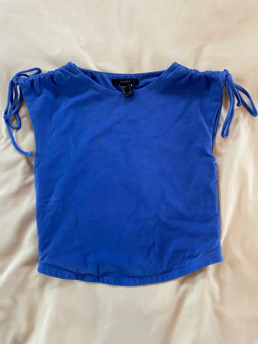 Forever 21 Royal Blue Tie-Shoulder Crop Top